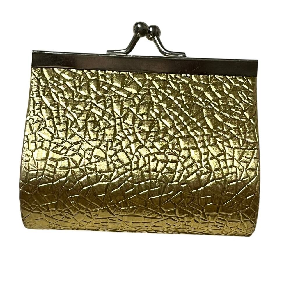 Vintage Gold Textured Coin Purse Kiss Clasp